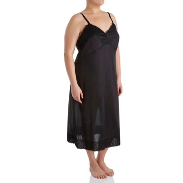Combinaison Intégrale pour Femme Shadowline 1360 Grande Taille avec Grand Dentelle (Noir 52)