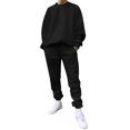 thumbnail image 1 of Kcodviy Male Casual Solid Two Jacket Pant Set Piece Suit O Neck Men Suit off Shoulder Sleeve Sweatshirt Penguin Suits Drawstring Pocket Pants Set, 1 of 5