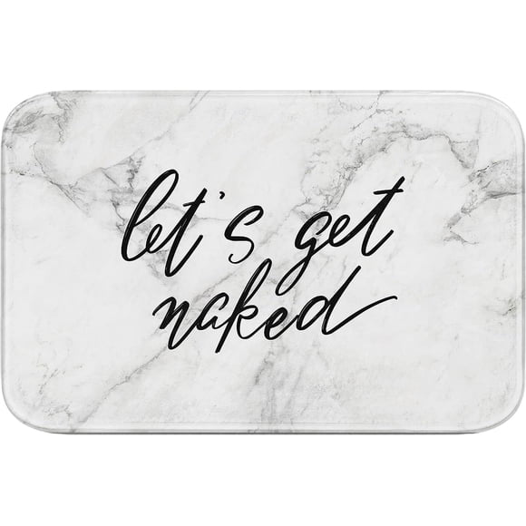 Let''s Get Naked Bath Mat,Modern Abstract Art Bathroom Rugs No Silp,White Marble Washable Cover Floor Rug Carpets Floor Mat 16x24 Inches for Kitchen Bedroom