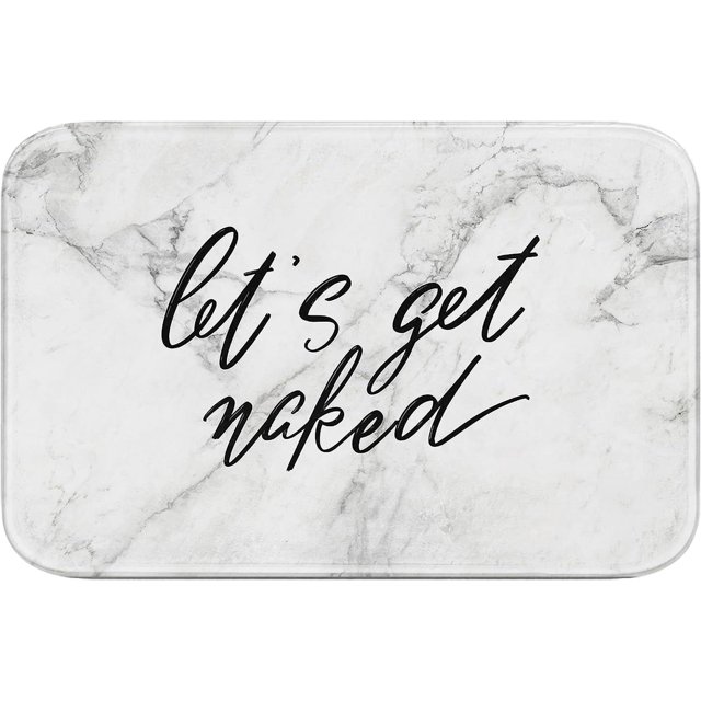 Let''s Get Naked Bath Mat,Modern Abstract Art Bathroom Rugs No Silp,White Marble Washable Cover Floor Rug Carpets Floor Mat 16x24 Inches for Kitchen Bedroom
