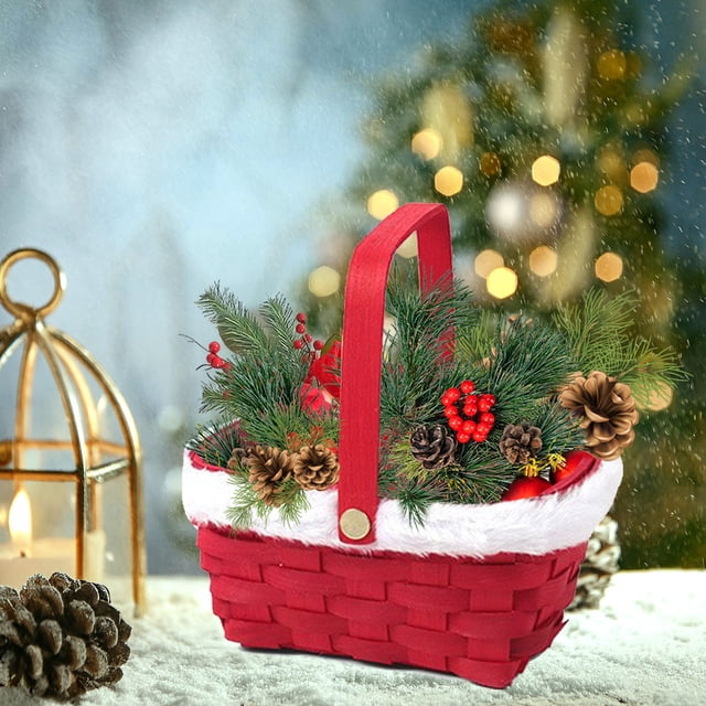 Meitianfacai Christmas Sweethearts Basket Gift Gift Basket Gift Box Candy Box Snowflake Crisp Christmas Packaging Box Biscuits Box Suitable For Festivals, Red