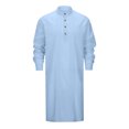 thumbnail image 1 of Wdgfv Kaftan pour Homme Robe Boutonnée à Manches Longues en Coton et Lin Thobe Décontracté Robe Musulmane Henley Chemise, 1 of 7
