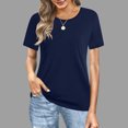 thumbnail image 2 of Plebaso Blouses Grande Taille pour Femmes Manches Courtes Col Rond Chemises Décontractées Couleur Unie Tunique Ample Confortable, 2 of 7