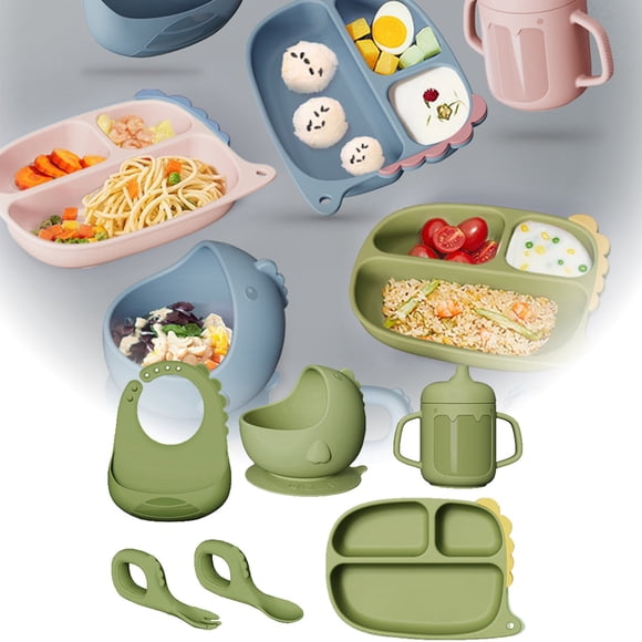 Boreal Craft Place Mats for Kitchen Table Place Mates for 4 Dinner Table Mats Silicone Baby Feeding Set Baby Led Weaning Supplies With Suction Cup Divider Tray Toddler Self Feeding Tableware Set