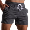 thumbnail image 1 of Mens Shorts Mens Stripe Printed Casual Drawstring Pockets Elastic Sports Shorts, 1 of 9