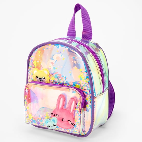 Claire's Club Mini Sac à Dos pour Filles de 3 à 6 Ans - Sac à Main Petite Fille Mignon Amusant Funky Accessoire Enfants Petit Sac à Dos Tout-Petit Préscolaire Sac à Livres - Confettis Violets Animal Pals 4l x 7H x 4p