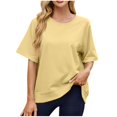 thumbnail image 1 of T-shirts à Manches Courtes pour Femmes Été Col Rond Décontracté Mode T-Shirt Basique Vêtements Mignons Tenues Tendance, 1 of 6