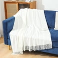 thumbnail image 3 of Bwiyojiz Room Decor 67.72x50x0.39" Solid Color Tassel Blanket Knitted Foot of Bed Sofa Throw Cover, Home Gifts, White, 3 of 6