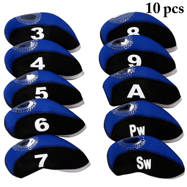 Bangcool 10PCS Golf Club Head Covers Color Patchwork Wedge Head Covers Golf Iron Covers with Number Design