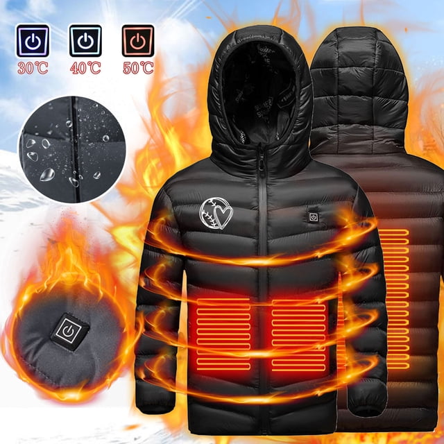 LSLJS Kids Heated Jacket, USB Intelligent Constant Temperature Heated Windproof Plus Size Coat for Children Winter 3 Heated Jacket Coat, Baby Boys' Outerwear Jackets