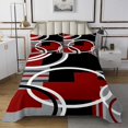 thumbnail image 1 of Erosebridal Black Red Gray Circle Quilt Sets for Twin Size Bed, Abstract Striped Line Bed Set 2 Pieces, 1 of 5
