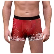 FhsagQ Underwear Men's Underwear Boxers Briefs, Comfort Men's Christmas Print Breathable Underwear Men's Underwear Boxers Briefs Comfort Super Fit Mens Underwear Cotton Red XL