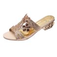 thumbnail image 4 of Styesk Womens Sandals Women's Summer New Rhinestone Color Diamond One Line Thick Sole Fashion Wedge Sandals, 4 of 6
