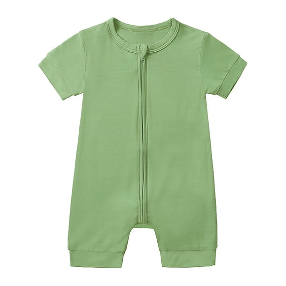 MIASHUI Baby Clothes Romper Baby Solid Color Romper Zipper Comfortable Jumpsuit Outfits,Green,3-6 Months