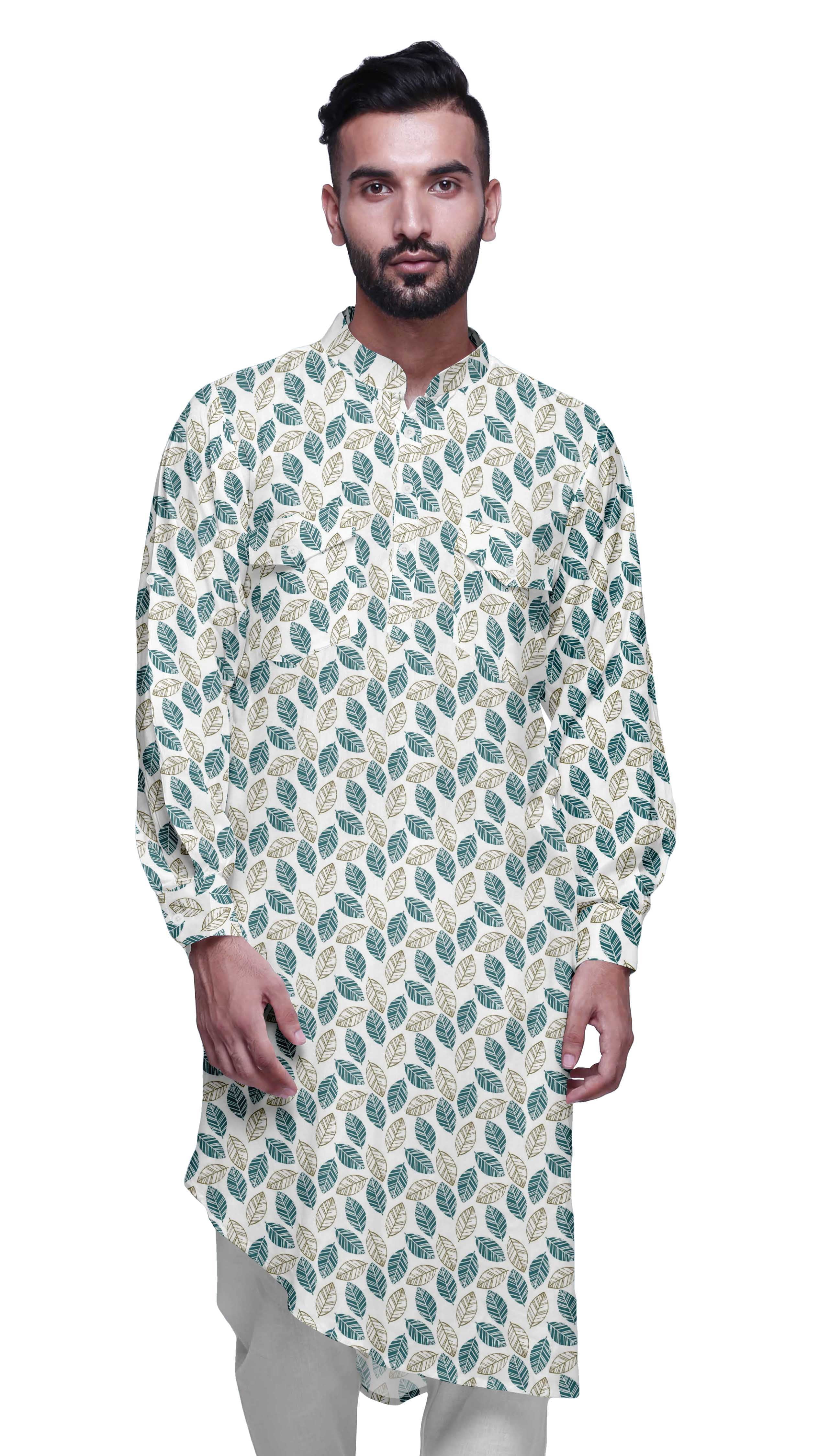 Atasi Rayon Ethnic Long Kurta For Boys Printed Party Wear Kurta For Men