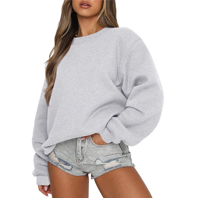 Mefallenssiah Mode Chandail Décontracté à Manches Longues à Col Rond pour Femmes, Coupe Ample, Haut Blouse Gris G