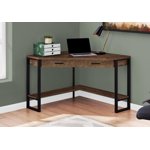 Monarch Specialties Computer Desk, Home Office, Corner, Storage Drawers, 42"l, Work, Laptop, Metal, Laminate, Brown, Black, Contemporary, Modern