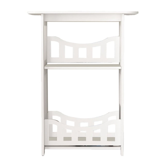 Bed Side Table Side Table With Storage Rectangular Small End Table 12.6x8.7x15.8in Night Stand Modern Side Tables For Bedside Living Room Bathroom Night Stand. A compact white rectangular nightstand with two storage shelves featuring decorative hollow patterns. Made from lightweight and sturdy plastic material, ideal for bedroom furniture, living rooms, or bathrooms.