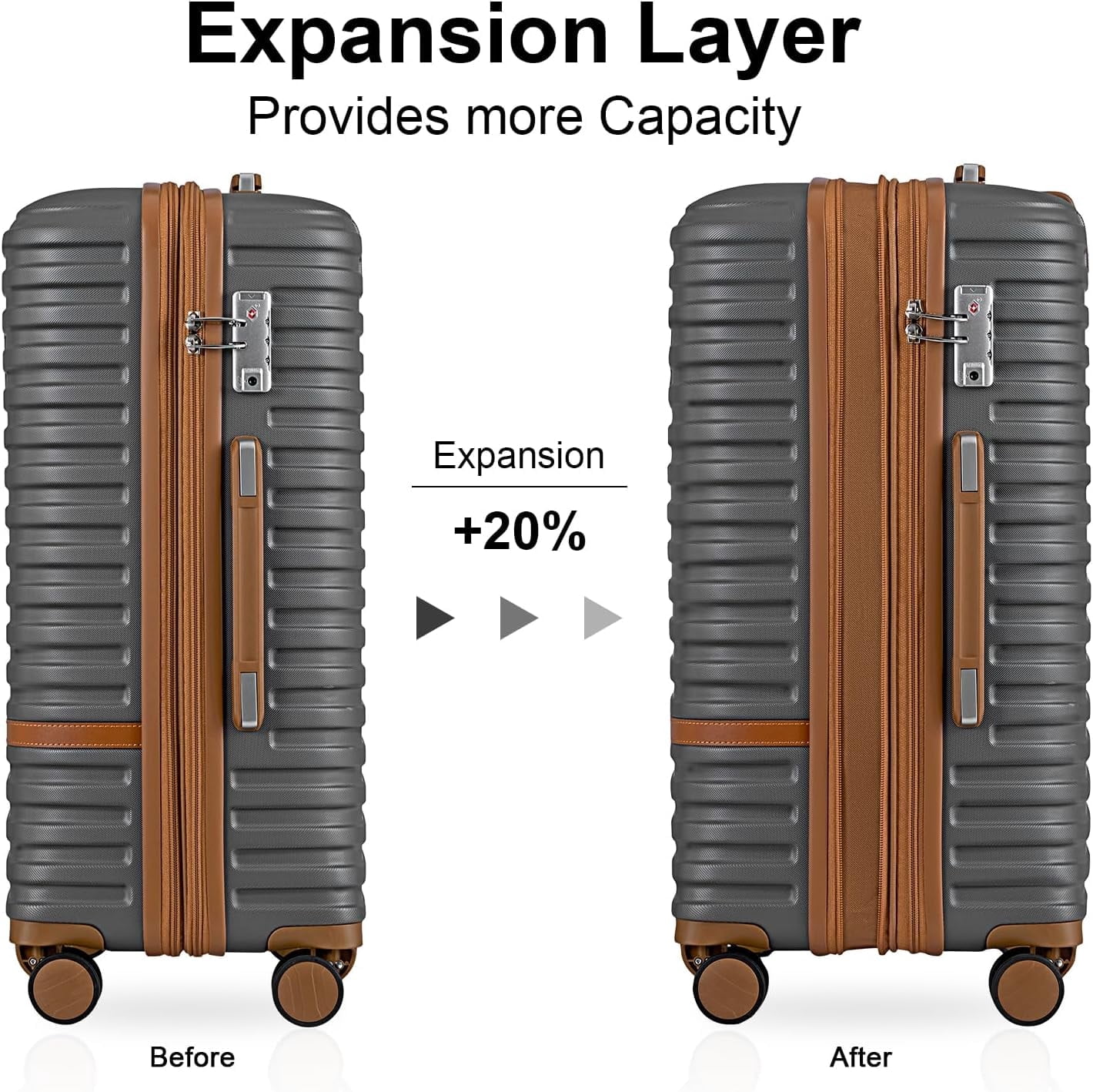 Refurbished Joyway TR-021-20 3-Piece Carry-On Luggage Set, Lightweight ABS Hardshell, 20-Inch Expandable Spinner Suitcase