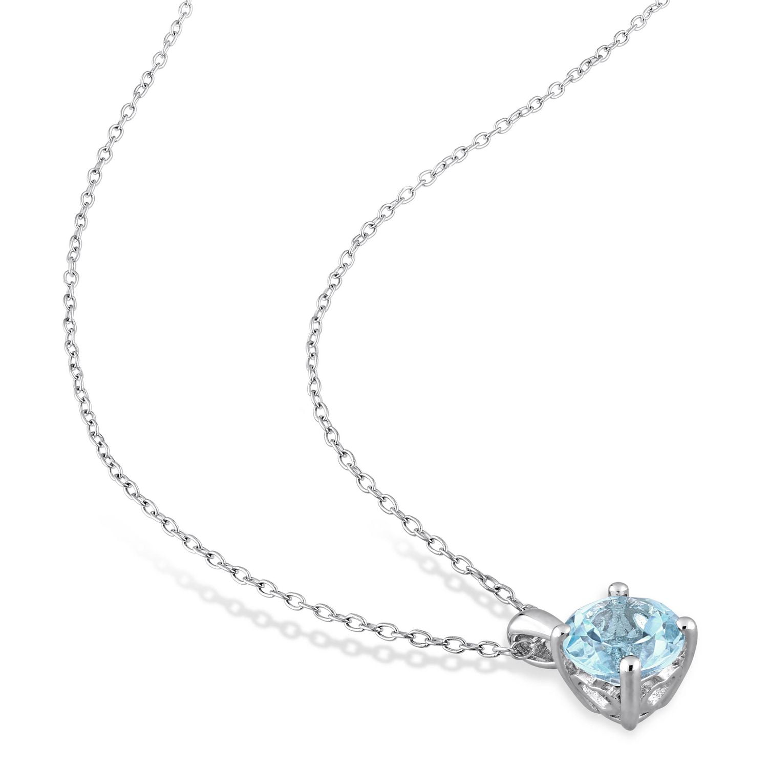 Miabella 1 1/2 Carat T.G.W. Blue Topaz Sterling Silver Solitaire Pendant with Chain in