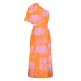 thumbnail image 4 of TMOYZQ 50 % de Rabais Été! Robe Longue Maxi à une Épaule pour Femmes, Ourlet Fendu, Imprimé Floral, Manches Courtes Évasées, Coupe Ample Froncée, Robe de Cocktail, Robe de Soirée, Robes d'Invitée de Mariage, 4 of 7