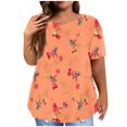 thumbnail image 2 of EGNMCR Hauts Grande Taille pour Femmes Été Décontracté à Imprimé Floral Manches Courtes Col Rond Hauts Amples T-Shirt Blouse, 2 of 6