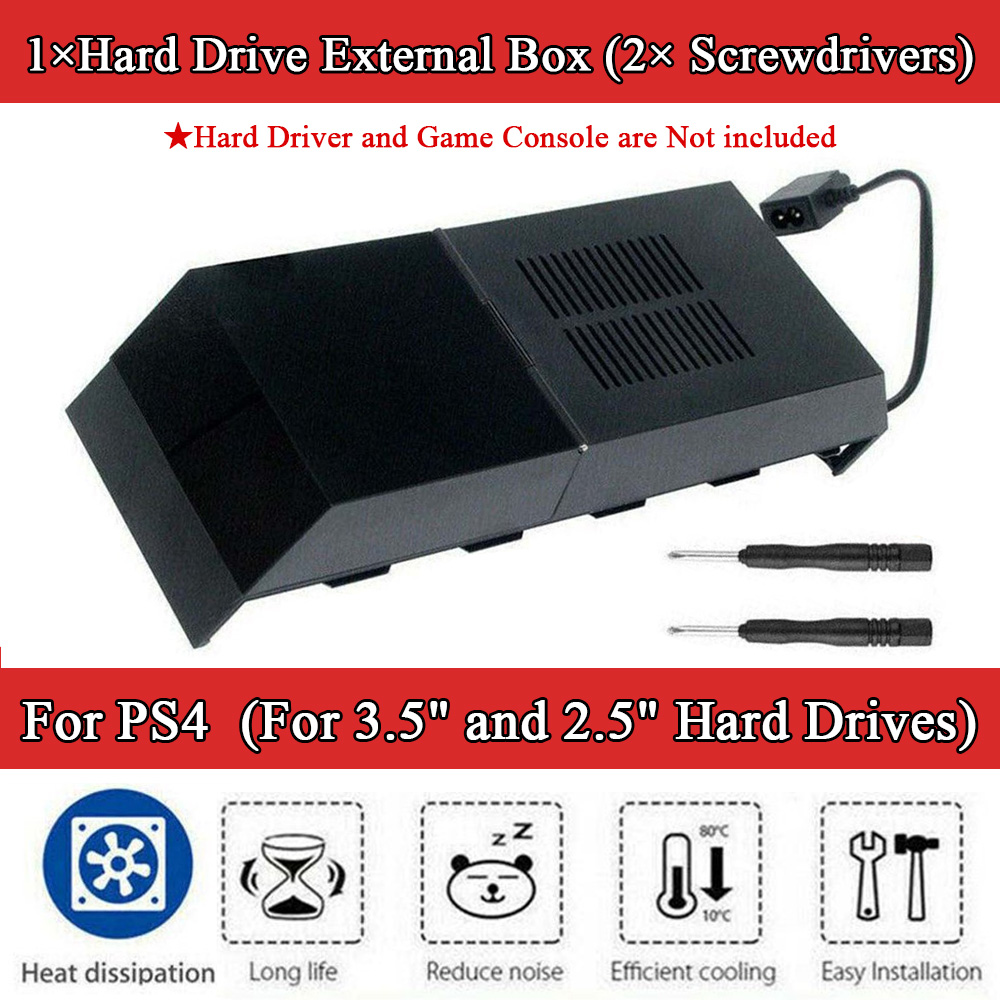 ALLTIMES Hard Drive External Box Enclosure for PS4 Compatible with 3.5" and 2.5" Hard Drives