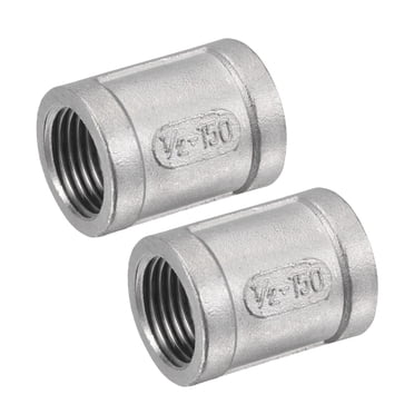 Unique Bargains 1/2 NPT Female Thread Straight Pipe Fitting Connector 304 Stainless Steel 2 Count