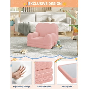 Yiwa 2-in-1 Kids Sofa Bed, Soft Teddy Fleece Fold Out Couch Lounger for Toddlers, Perfect for Playroom, Nursery, or as a Gift