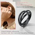 thumbnail image 3 of ORUYROP Women Triple Interlocked Rolling Ring, Delicate Looking, Stainless Steel/Gold Plated/Black (Send Gift Box), 3 of 7