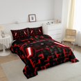 thumbnail image 3 of YST Gaming Bedding for Boys, Gamepad Full Size Comforter Sets, Red Checkered, Black Reversible, 3 of 7