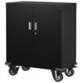 thumbnail image 1 of AOBABO Armoire de Rangement de Bureau en Acier Verrouillable, Étagères Ajustables et Roulettes, Noir, 1 of 10