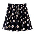 thumbnail image 3 of Mrat Women's Floral Print High Waist with Drawstring Ruffle FlaRed-A Boho a Line Mini Skirt S-39 Black L, 3 of 9