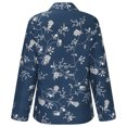 thumbnail image 4 of IROINID Rabais Polyester T-Shirt à Manches Longues pour Femmes Décontracté Col Rabattu Col Rond Bouton Blouse Élastique Chemises, Bleu, 4 of 5