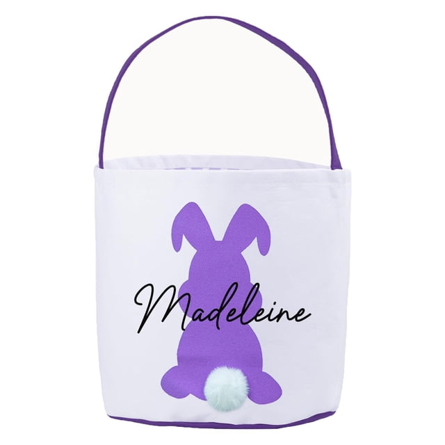 Popular Home Essentials, Personalized Easter Baskets Custom Name Easter Bunny Basket Large Capacity Thickened Bottom Great for Easter Egg Games Easter