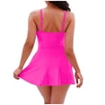 thumbnail image 3 of TIMIFIS Robe Maillot de Bain pour Femmes une Pièce Robe de Bain Été Bain de Soleil Maillot de Bain Couleur Unie Mode Planche Volleyball Activité Maillot de Bain, 3 of 5