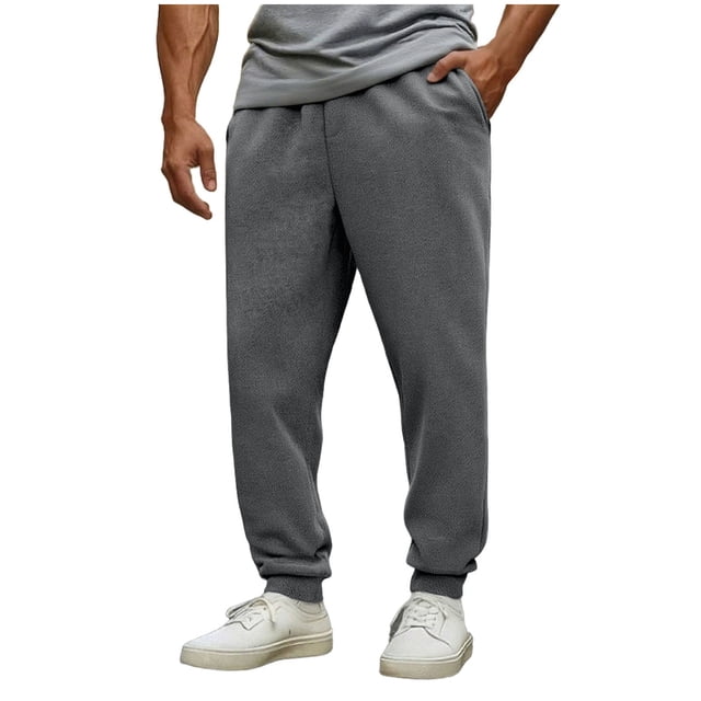 LIaqionyy Men's Sweatpants Cotton Comfortable Elastic Bottom Drawstring Waist Sweatpant for Men Exercise Jogger