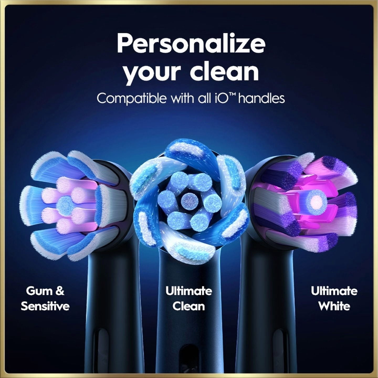 Brosse à dents électrique rechargeable Oral-B, iO9 Genius, 7 modes de nettoyage, écran interactif, étui de voyage avec chargeur intégré, détecteur de pression visible, 4 brossettes, bleu saphir