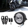 thumbnail image 2 of Grill Headlight, 6.5" Motorcycle Headlight LED Headlamp Grill Side Mount Cover With Bracket for Cafe Racer, 2 of 7