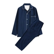 LSLJS Men's Pajama Sets Casual Homewear Long-Sleeve Tops Trousers Turndown Collar Night Pajamas Suits, Mens Sleepwear Gifts for Men
