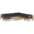 thumbnail image 1 of vidaXL 9 Piece Garden Lounge Set with Dark Grey Cushions Bamboo, 1 of 5