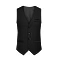thumbnail image 2 of EGNMCR Débardeurs Homme Homme Uni Mode Rétro avec Poches Bouton Col en V Débardeurs Hauts Blouse, 2 of 9