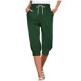 thumbnail image 1 of Timegard Womens Capri Pants Elastic Waisted Drawstring Cinch Bottom Comfy Casual Cropped Pants with Pockets, 1 of 6