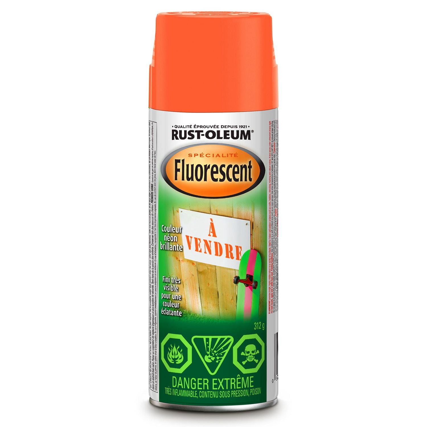 Peinture fluorescente spéciale Rust Oleum en rouge-orange, 312 g