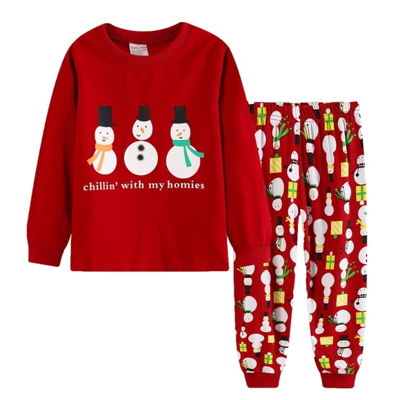 AJIWYH Boys Clothes 5t,Kids Christmas Pajamas Cotton Long Sleeve Matching Holiday Pjs Set Toddler Boys Girls Kids Xmas Jammies Red,3-4 Years