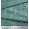 thumbnail image 3 of Soimoi Moss Georgette Fabric Leaves Block Printed Fabric 1 Yard 42 Inch Wide, 3 of 5