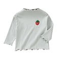 thumbnail image 2 of Cowsor Girls Soft Ribbed Peter Pan Collar Bow T-Shirt Sweet and Ribbed Knit Casua Cute Tops, 2 of 3