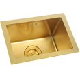 thumbnail image 2 of Gold Bar Prep Sink Mini Trumpet Kitchen Essential Sink 15 x10 Inch Rectangular Stainless Steel RV Utility Sink with Golden Drain Strainer Stopper, Single Bowl Undermount or Drop-In, 2 of 4