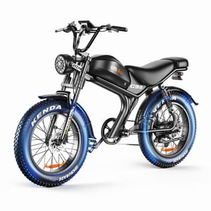 Emokobike 1000W 32MPH Electric Bike for Adults, 48V 20Ah Removable Battery,20" Fat Tire Full Suspension Moped Style eBike UL2849