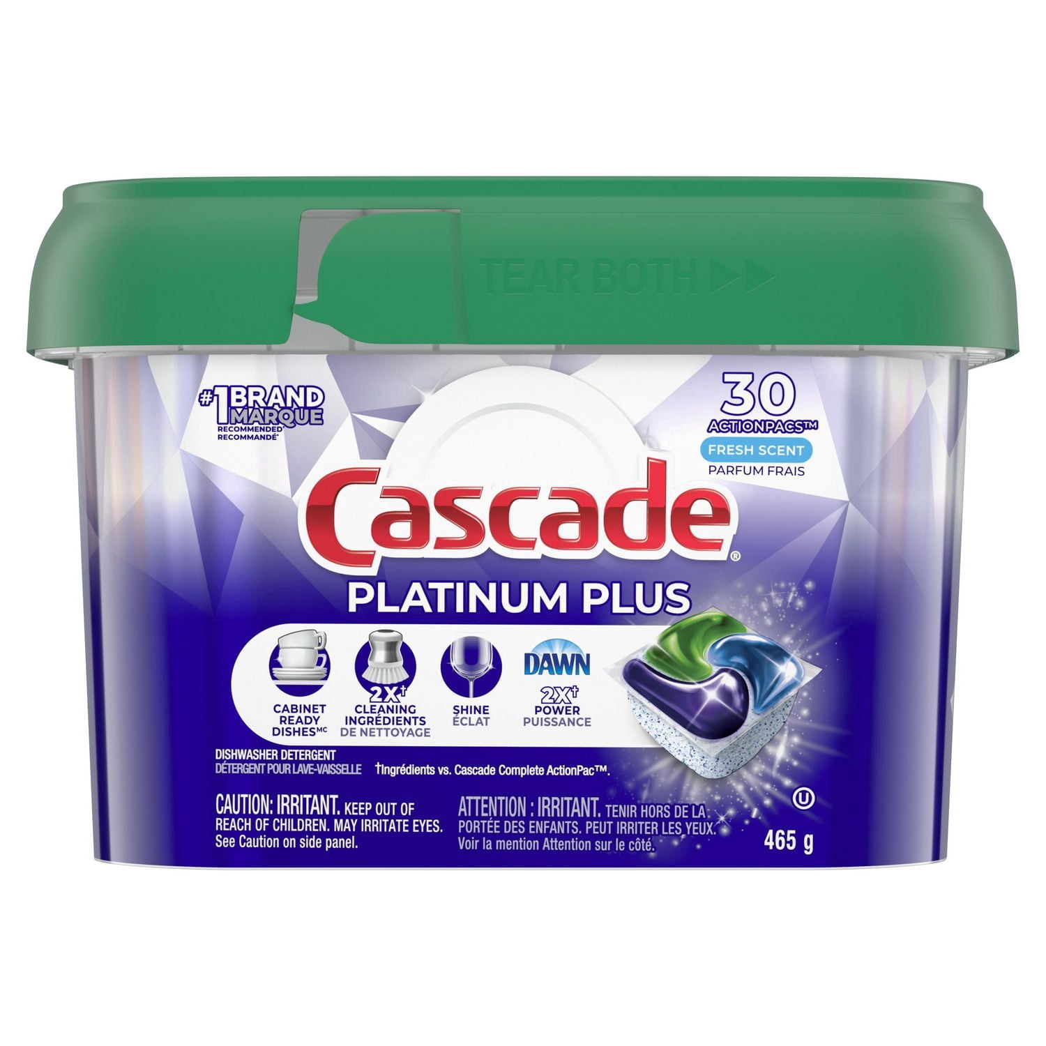 Cascade Platinum Plus Dishwasher Pods, Dish Detergent ActionPacs, Fresh 30CT